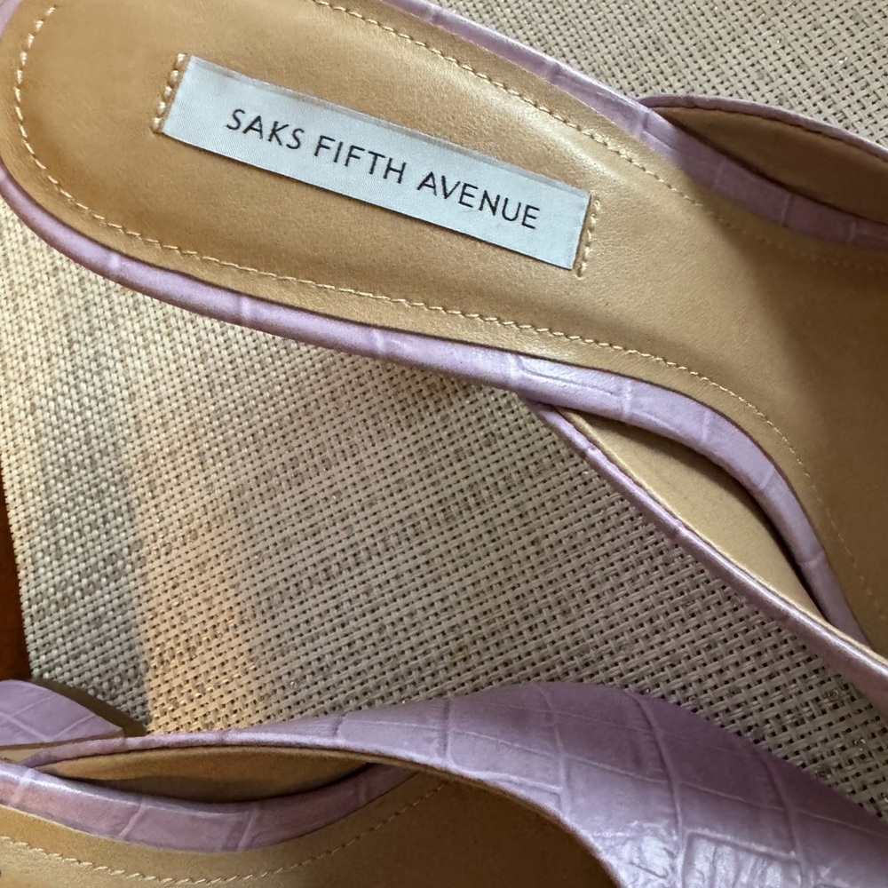 Saks Fifth Avenue Pink Croc-Embossed Heels - Picture 9 of 14